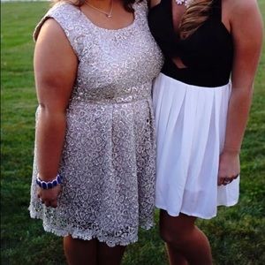 Plus Size Silver Homecoming Dress